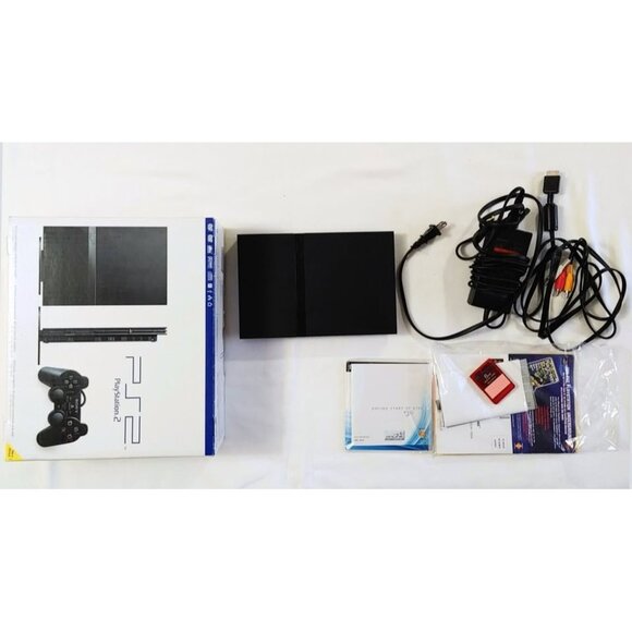 Sony Other - Black Sony Playstation 2 PS2 in Box w/Memory Card, Controller & Cords